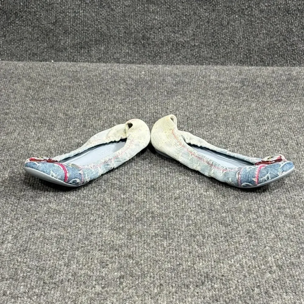 Louis Vuitton Shoes Womens 5.5 35.5 Monogram Denim Buckle Ballet Flats Italy